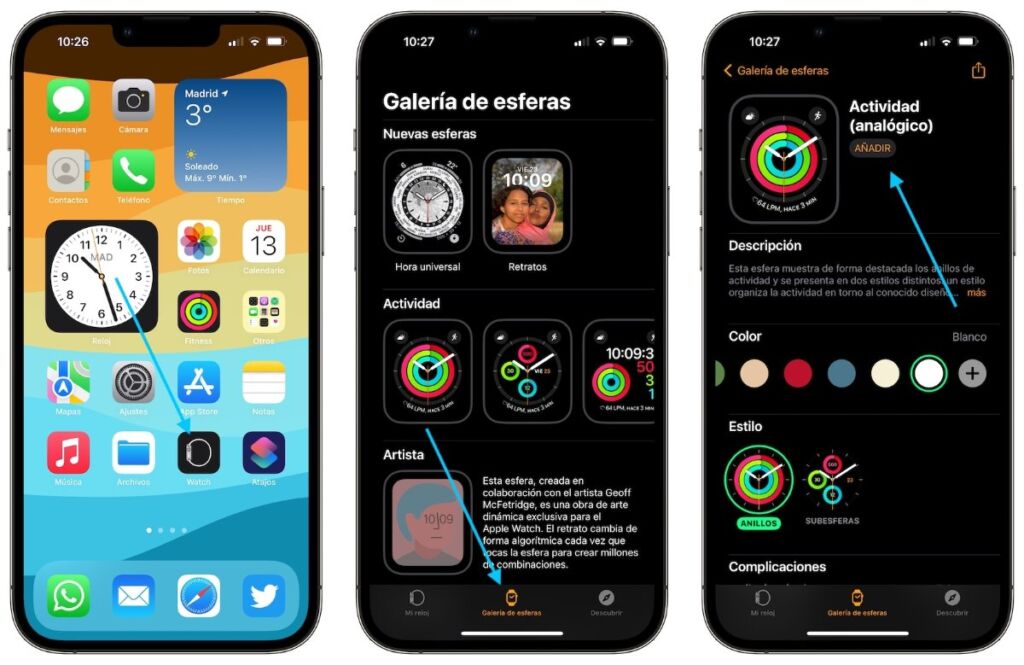 Personalizar las esferas desde el iPhone