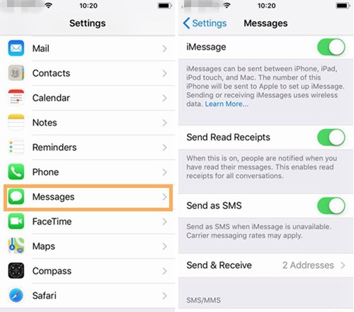 configurar imessage