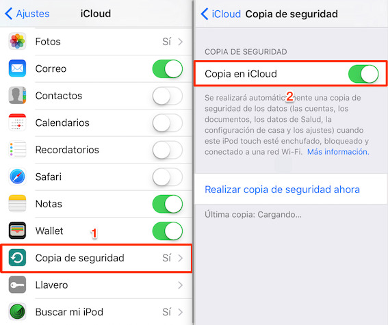 copia de seguridad de icloud
