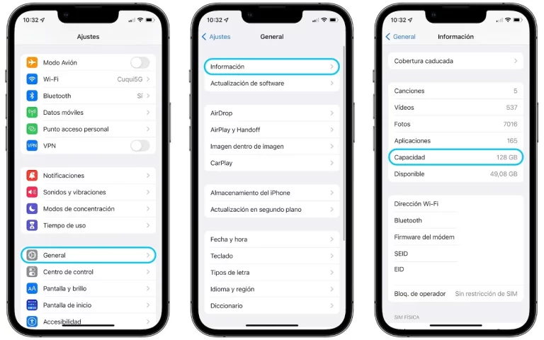 Almacenamiento Interno - iPhone