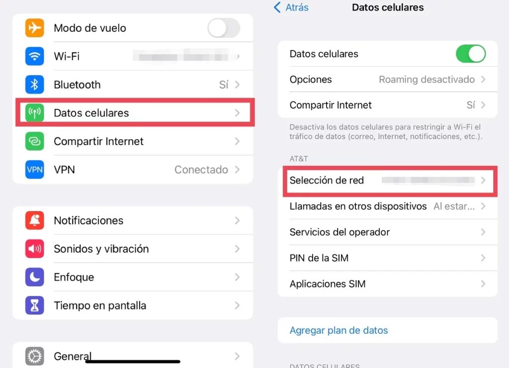 Ajustes SIM iPhone