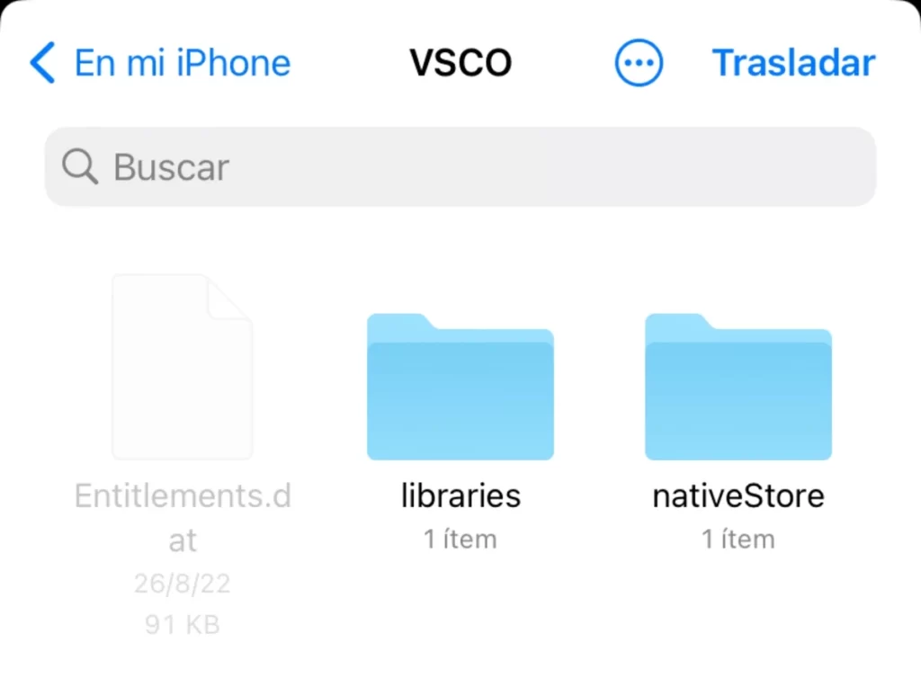 Trasladar en Archivos