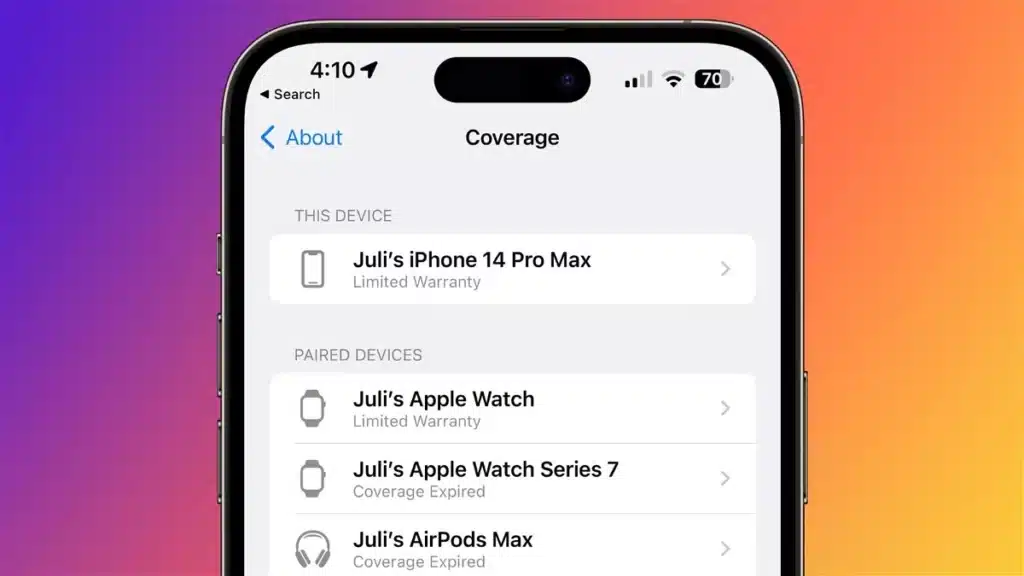 Apple Care en iOS 16.4