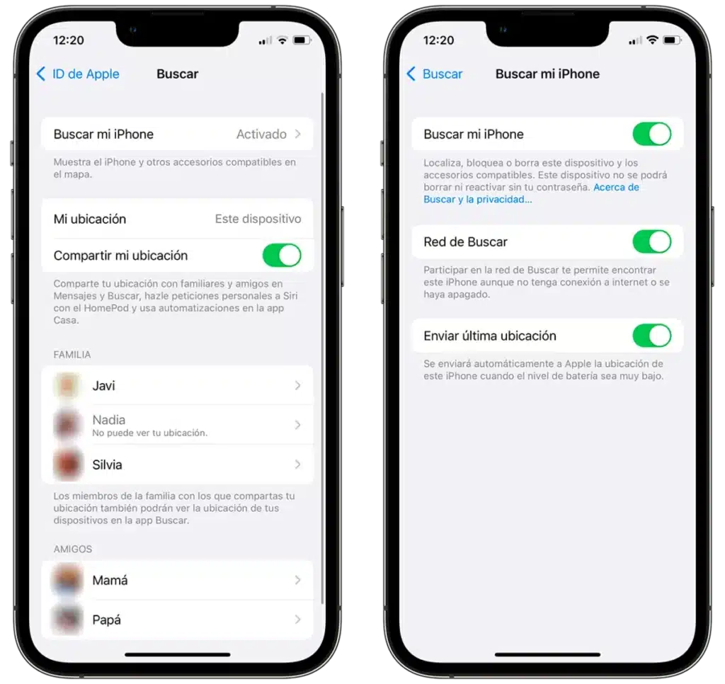 Ajustes Buscar mi iPhone