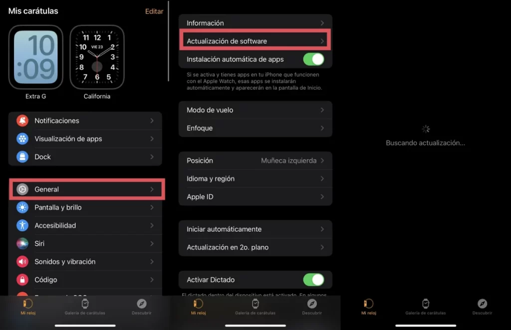 Proceso actualización watchOS